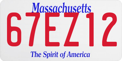 MA license plate 67EZ12