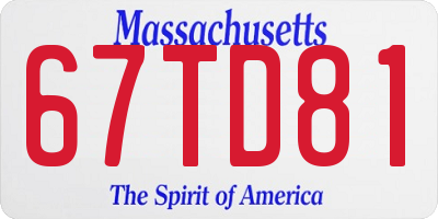 MA license plate 67TD81
