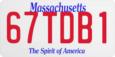 MA license plate 67TDB1
