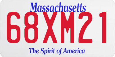 MA license plate 68XM21