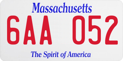 MA license plate 6AA052