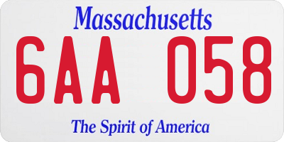 MA license plate 6AA058