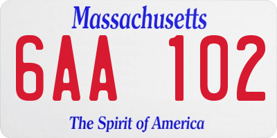 MA license plate 6AA102