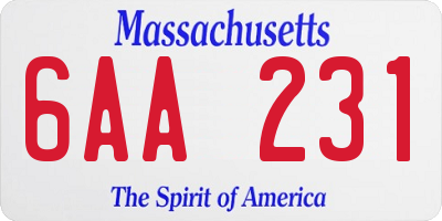 MA license plate 6AA231