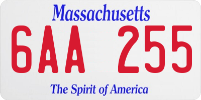 MA license plate 6AA255