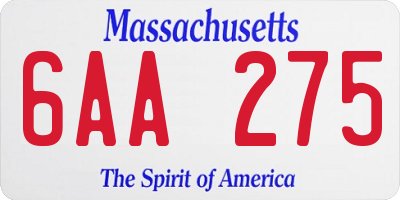 MA license plate 6AA275