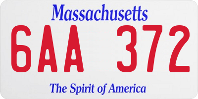 MA license plate 6AA372