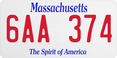 MA license plate 6AA374