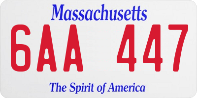 MA license plate 6AA447