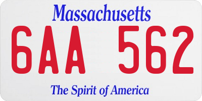 MA license plate 6AA562