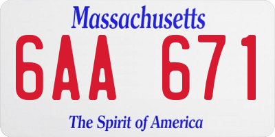 MA license plate 6AA671