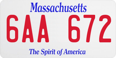 MA license plate 6AA672
