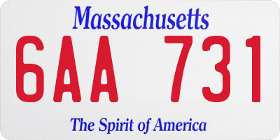 MA license plate 6AA731