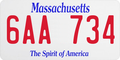 MA license plate 6AA734