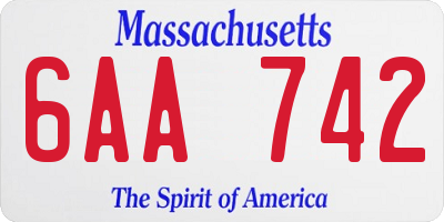 MA license plate 6AA742