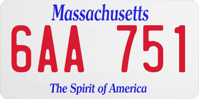 MA license plate 6AA751