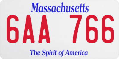 MA license plate 6AA766