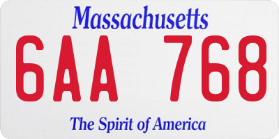 MA license plate 6AA768