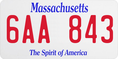 MA license plate 6AA843