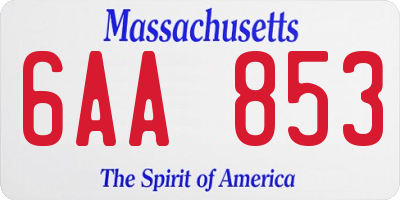 MA license plate 6AA853