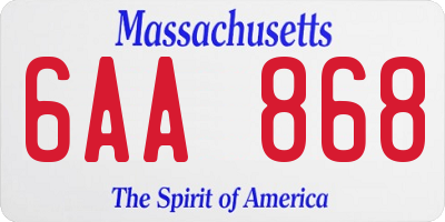 MA license plate 6AA868