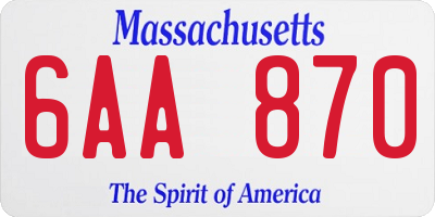 MA license plate 6AA870