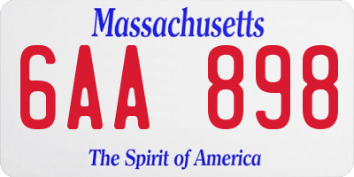 MA license plate 6AA898