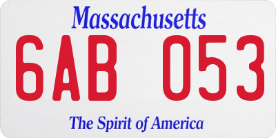 MA license plate 6AB053