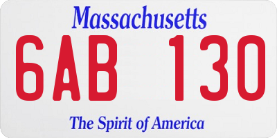 MA license plate 6AB130