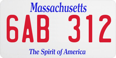 MA license plate 6AB312