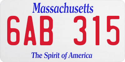 MA license plate 6AB315
