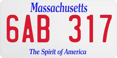 MA license plate 6AB317