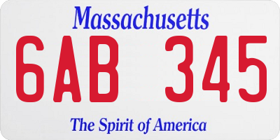 MA license plate 6AB345