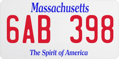 MA license plate 6AB398