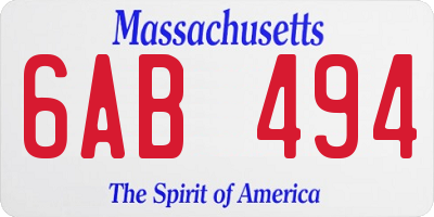 MA license plate 6AB494