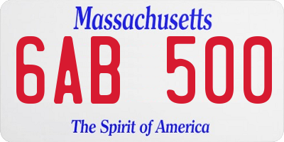 MA license plate 6AB500