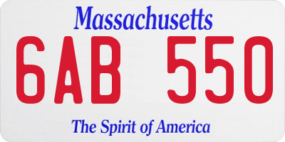 MA license plate 6AB550