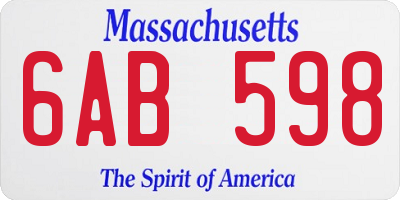 MA license plate 6AB598
