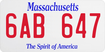 MA license plate 6AB647