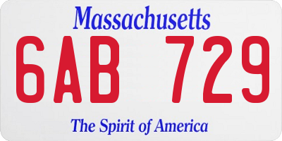 MA license plate 6AB729