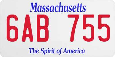 MA license plate 6AB755