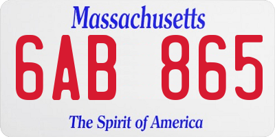 MA license plate 6AB865