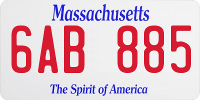 MA license plate 6AB885