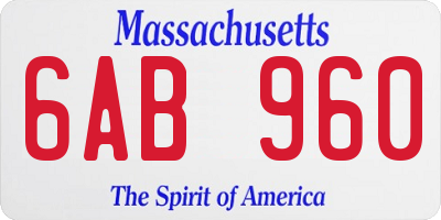 MA license plate 6AB960