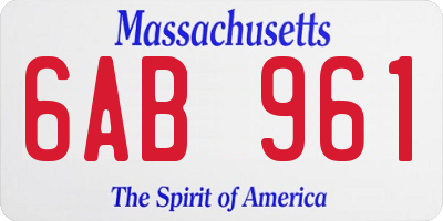 MA license plate 6AB961