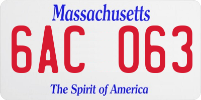 MA license plate 6AC063