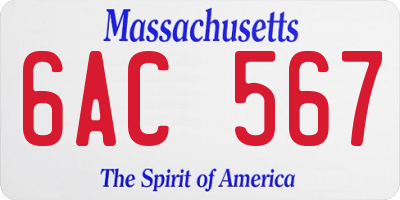 MA license plate 6AC567