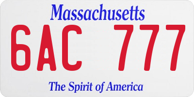MA license plate 6AC777