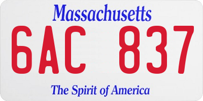 MA license plate 6AC837
