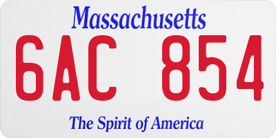 MA license plate 6AC854